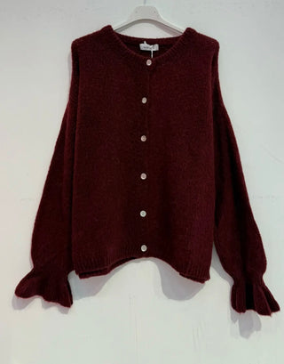 Alpacka stickad jacka Rosa med volangärmar