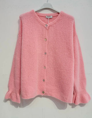 Alpacka stickad jacka Rosa med volangärmar