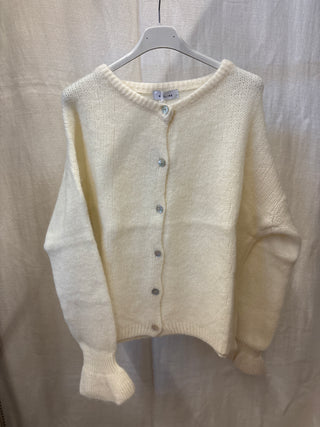 Alpacka stickad jacka Rosa med volangärmar