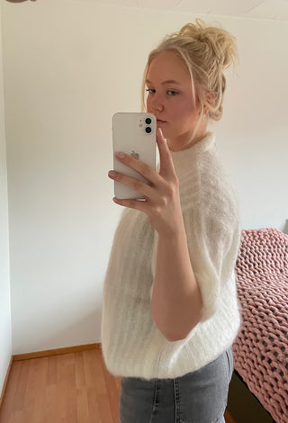 Mohair Stickad Olivgrön