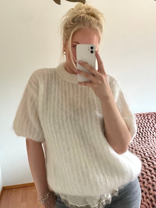 Mohair Stickad Olivgrön