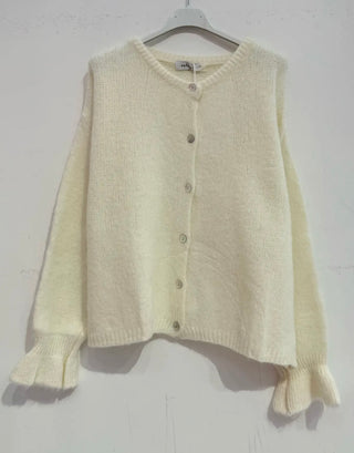 Alpacka stickad jacka Rosa med volangärmar