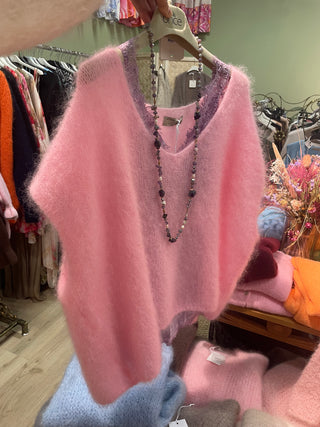 Mohairstickad väst Rosie