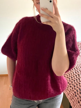 Mohair Stickad Olivgrön