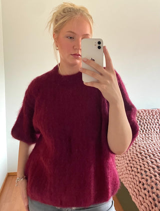 Mohair Stickad Olivgrön